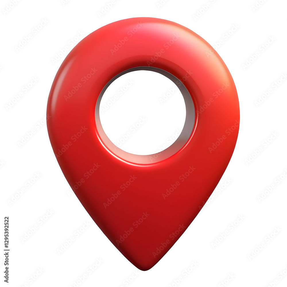 Poster 3d red location map pin gps pointer marker isolated on transparent background.
