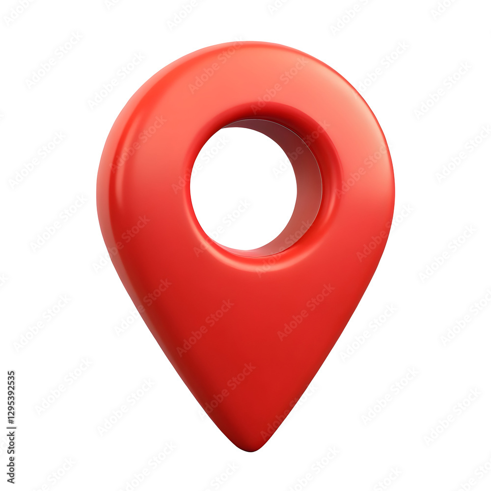 Poster 3d red location map pin gps pointer marker isolated on transparent background.
