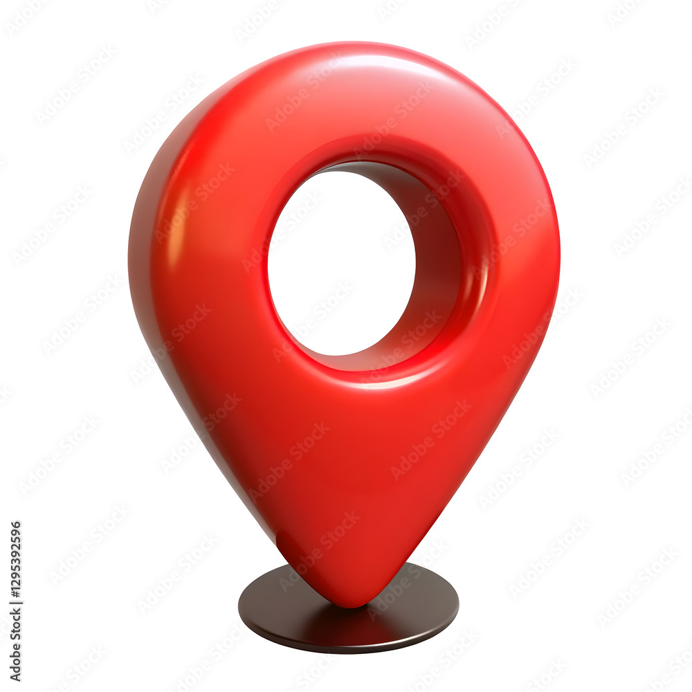Poster 3d red location map pin gps pointer marker isolated on transparent background.