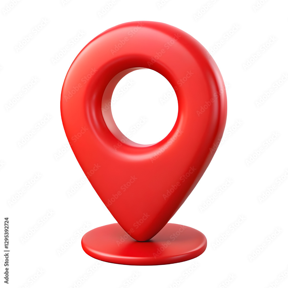 Poster 3d red location map pin gps pointer marker isolated on transparent background.