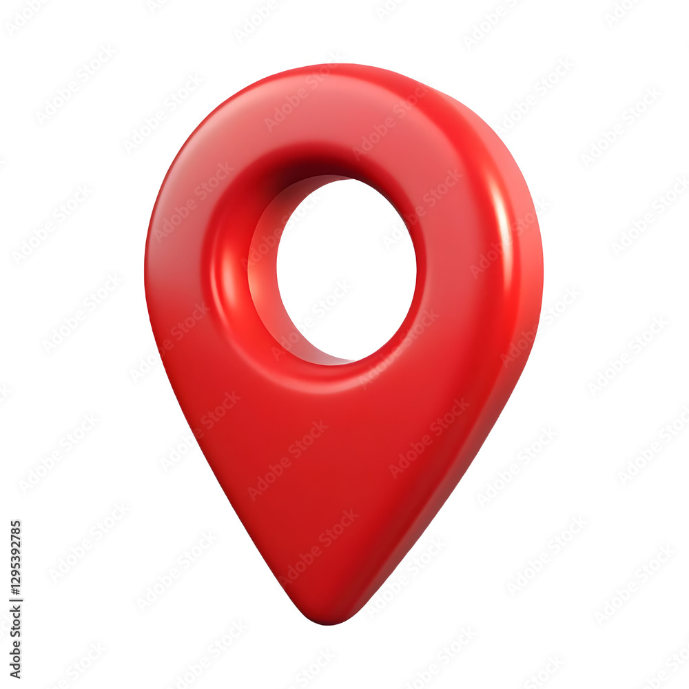 Poster 3d red location map pin gps pointer marker isolated on transparent background.