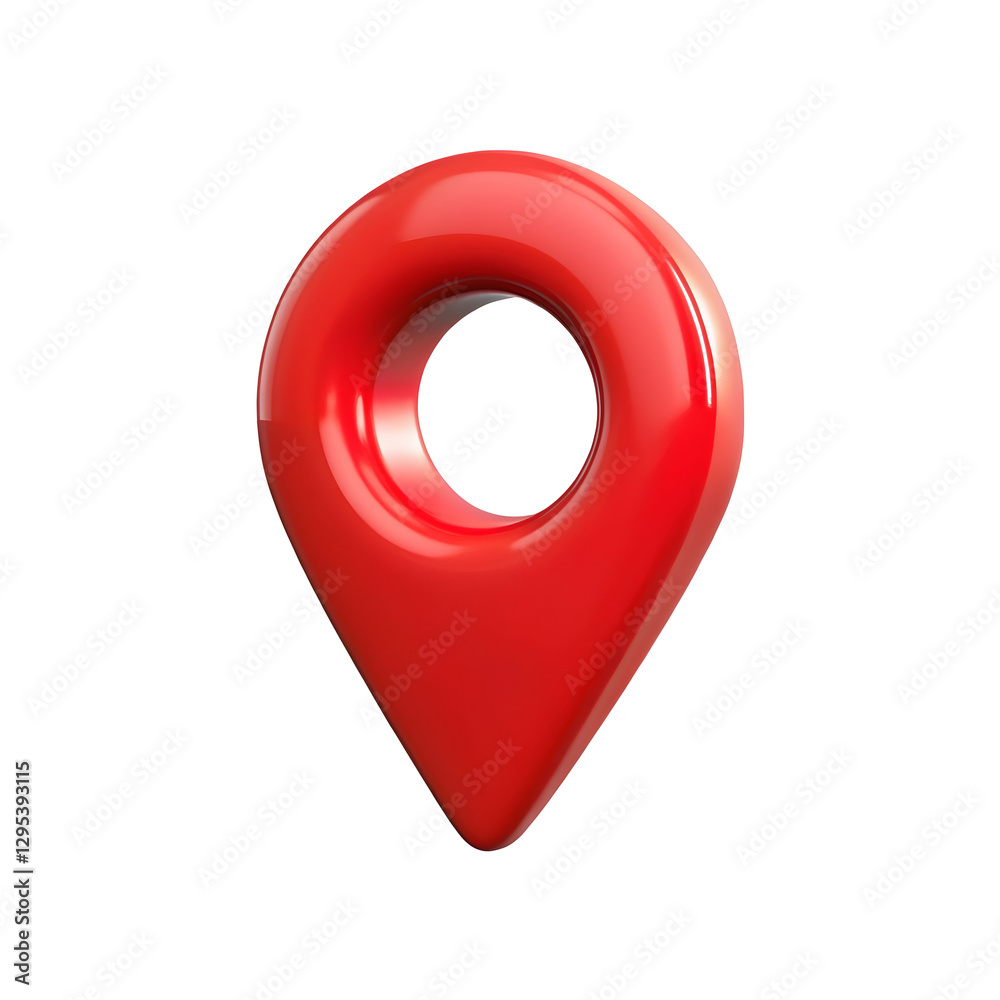 Fototapete 3d rendering location map pin isolated on transparent background, perfect for map, travel, and GPS pointer sign, mark indicating a specific place or destination