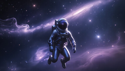 A mesmerizing visual representation Spaceman and planet, human in space, shimmering effects that give the impression of depth and dimensionality, created by generative ai