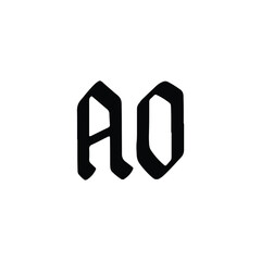 AO monogram logo design letter text name symbol monochrome logotype alphabet character simple logo