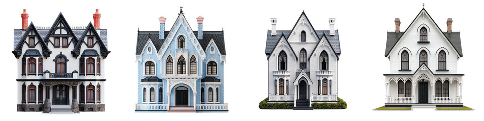 Obraz premium Stunning collection of vintage ornate and elaborately designed architectural facades of historic mansion estates featuring gothic victorian and classical architectural styles and elements
