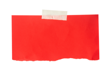 red torn paper with yellow paper tape isolated on white