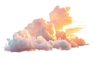 picturesque sunset clouds cut out isolated on white or transparent background 