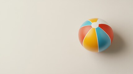 Colorful beach ball on clean white background summer fun concept 