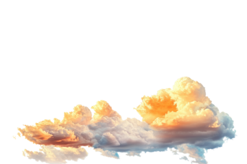 picturesque sunset clouds cut out isolated on white or transparent background 