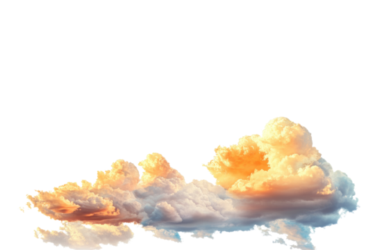 picturesque sunset clouds cut out isolated on white or transparent background 