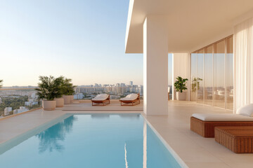 Fototapeta premium A luxury house with a private swimming pool