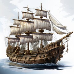 Detailed 3D model of pirate ships with sails maritime adventure 