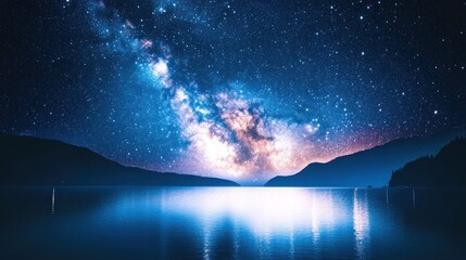 A stunning view of the milky way reflecting on water