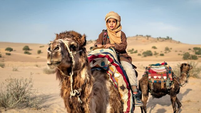 Young Boy on a Camel in the Thar Desert