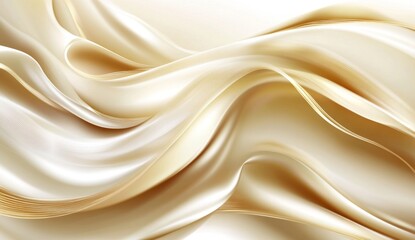 Fototapeta premium Elegant cream silk flowing drapes, abstract background, use for cosmetics, fashion, or product design