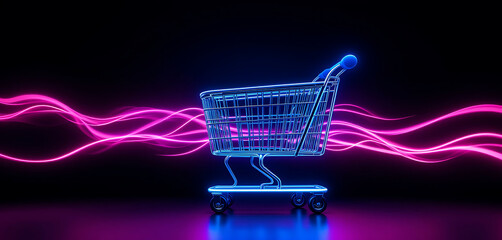 shopping cart on black background