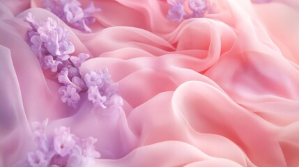 Fototapeta premium Soft Blush Lavender Lilacs: Gentle Flowing Fabric 