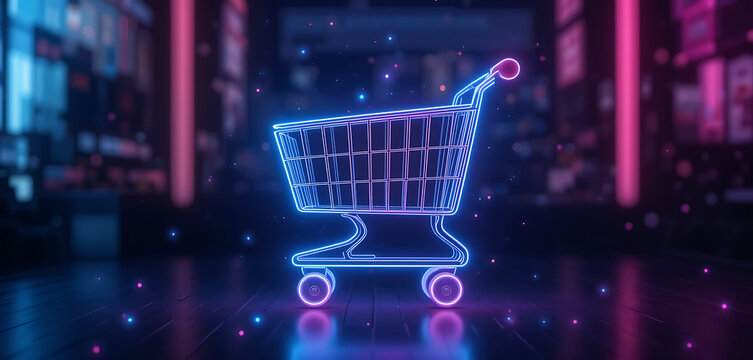 shopping cart on black background