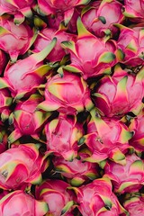 Vibrant Pink Dragon Fruit Pile Close Up Texture