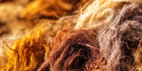 Texture of Woven Wool: Close-up shot of a variety of richly colored wool fibers, woven together in a stunning display of texture and warmth.