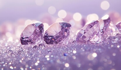 Purple Diamonds on Glittery Surface with Bokeh Background (2)
