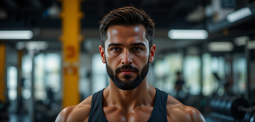 Fototapeta premium muscular man in gym