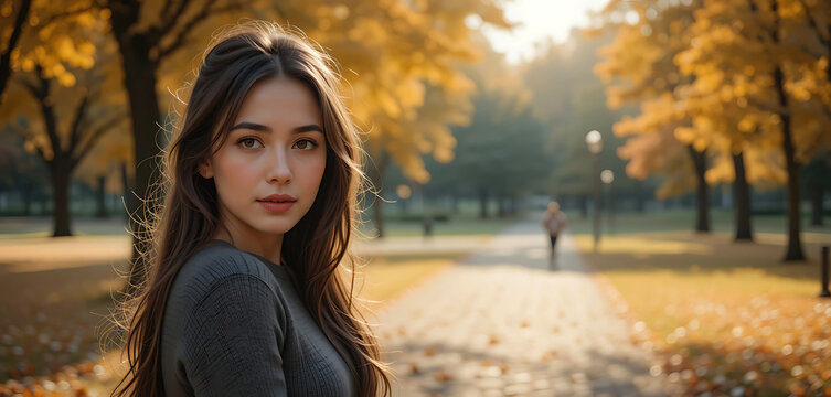A girl potrait beautiful Autumn background 