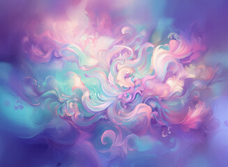 Fototapeta premium Dreamy abstract background of swirling pastel colors. Flowing shapes and soft textures create a calming, artistic feel.