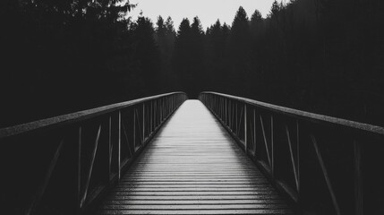 Fototapeta premium Wooden Bridge Through Forest