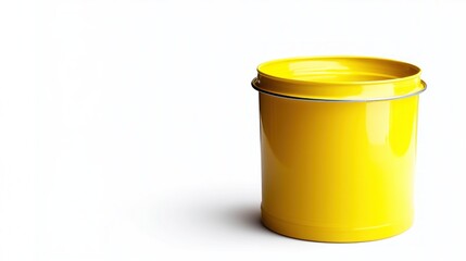 Yellow metal canister on white background