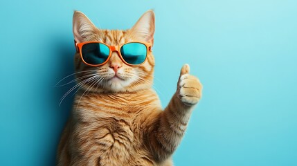 Cool Cat Giving Thumbs Up, Wearing Sunglasses