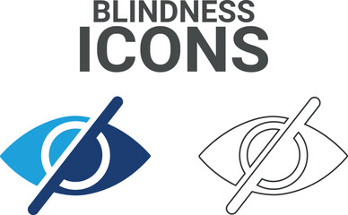 Blindness icons. Containing wheelchair, accessibility, blind, broken leg, disabled, assistance and deafness icons. Solid icon collection. Vector illustration.