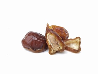 Date fruits isolated on white background, Typical Muslim food during the month of Ramadan 