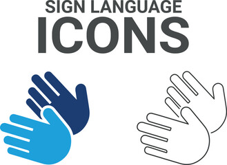 Obraz premium Sign language icons. Containing wheelchair, accessibility, blind, broken leg, disabled, assistance and deafness icons. Solid icon collection. Vector illustration.