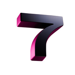 3d render of floating seven sign icon with glossy surface on pink background