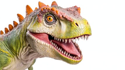 Obraz premium Close Up of a Detailed Dinosaur Model with Open Mouth