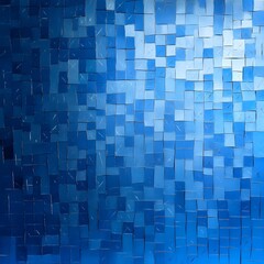 Abstract Blue Mosaic Texture with Shiny Square Tiles Design