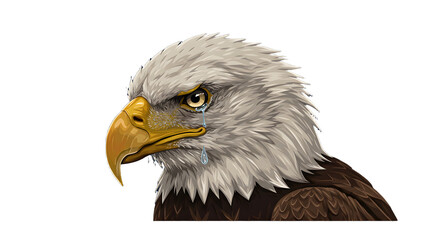 Obraz premium Crying Bald Eagle Illustration Expressing Sadness and Loss in Detailed Vector Art