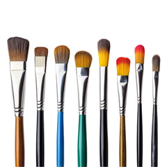 Fototapeta premium Colorful paintbrushes art supplies painting tools artist equipment
