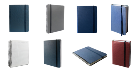 Various Notebook Styles and Designs for Stationery Enthusiasts, isolated on transparent background