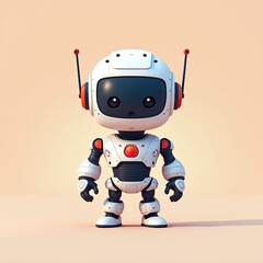 Cute Robot Cartoon Character, 3D Render - AI technology