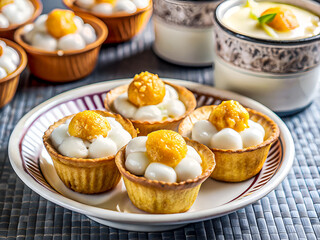 Tasty Thai Dessert, Coconut Milk Treats. Delicious Food background