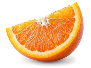 Juicy orange slice, white background, healthy food