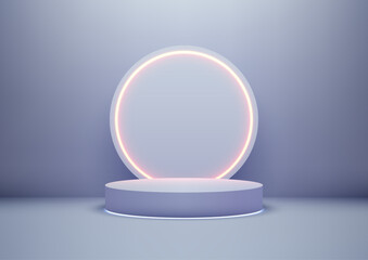 minimalist 3d purple glowing circle platform technology concept modern design