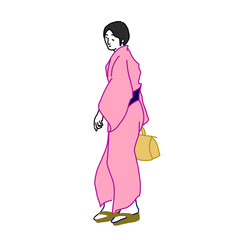 Fototapeta premium kimono lady of spring