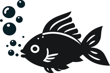 Fish bubbling silhouette