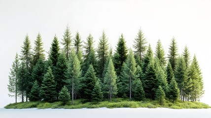 Fototapeta premium Diverse group of sturdy trees standing together in a natural environment surrounded by greenery