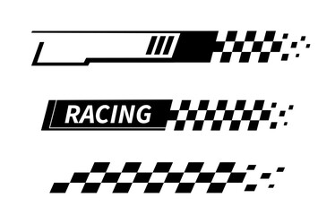 Sport car stripe stickers. Racing stripes. Race flag. Checkered flag. Stickers car decal template. Automotive graphics. Racing sport checkered pattern. Vector illustration