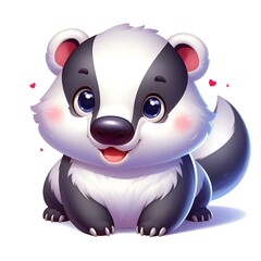 Naklejka premium 흰 배경, 오소리, 애니메이션 아트, jpeg (white background, Badger, animation art, jpeg)