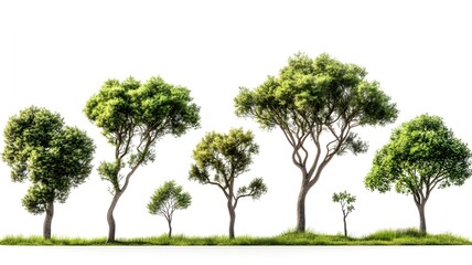 Lush greenfoliage trees standing tall in natural beauty under clear blue sky